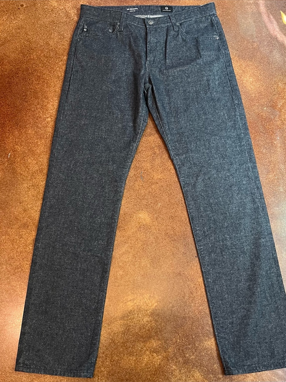 AG Men's Straight Jeans in Charcoal Gray Brushed Denim  - Classic Five-Pocket